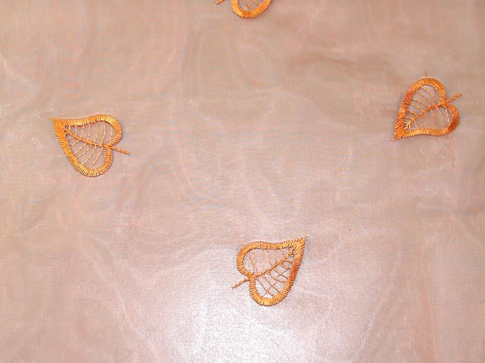 Rust Deadstock Embroidered Organza Fabric