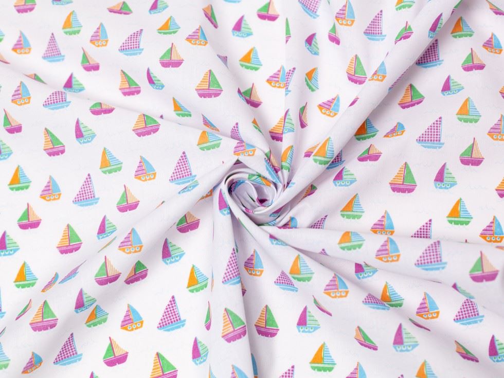White Printed Polycotton Fabric