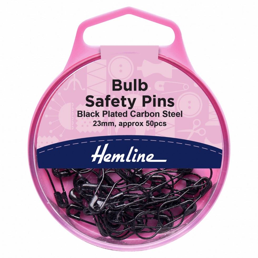 Hemline Black Bulb Safety Pins