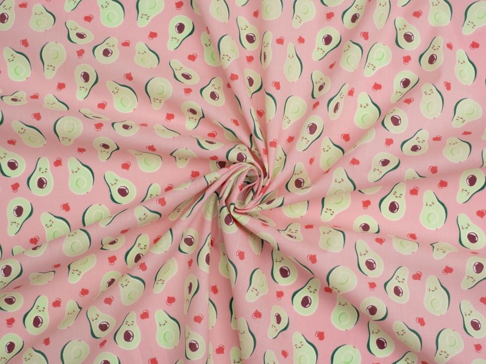 Pink Printed Polycotton Fabric