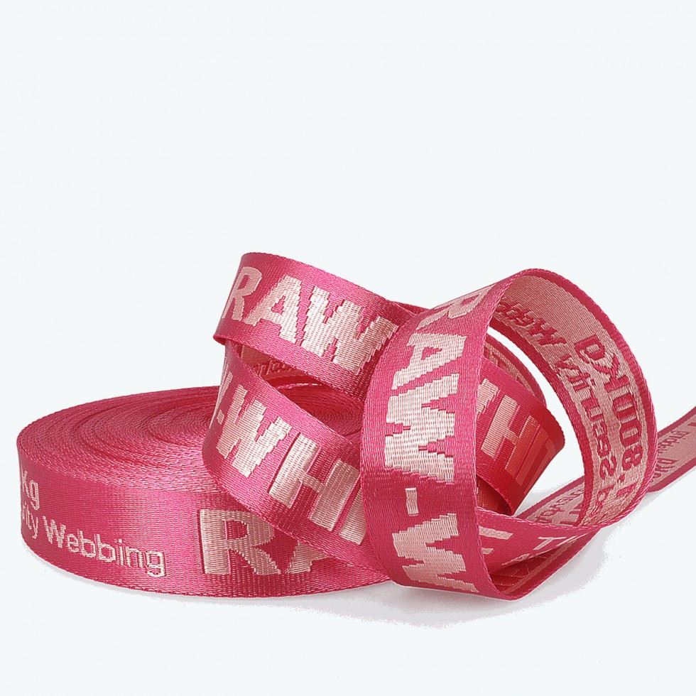 Stephanoise Jacquard Security Strap Webbing Tape Pink on Dark Pink
 