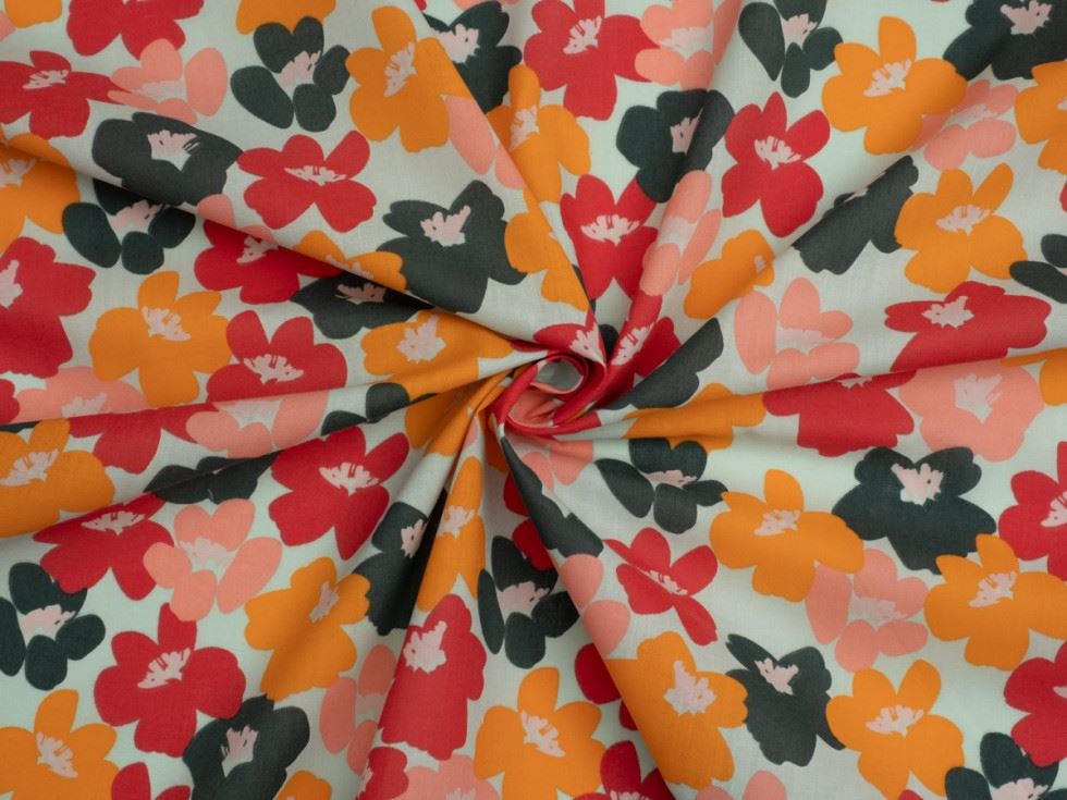 Mint Printed Polycotton Fabric