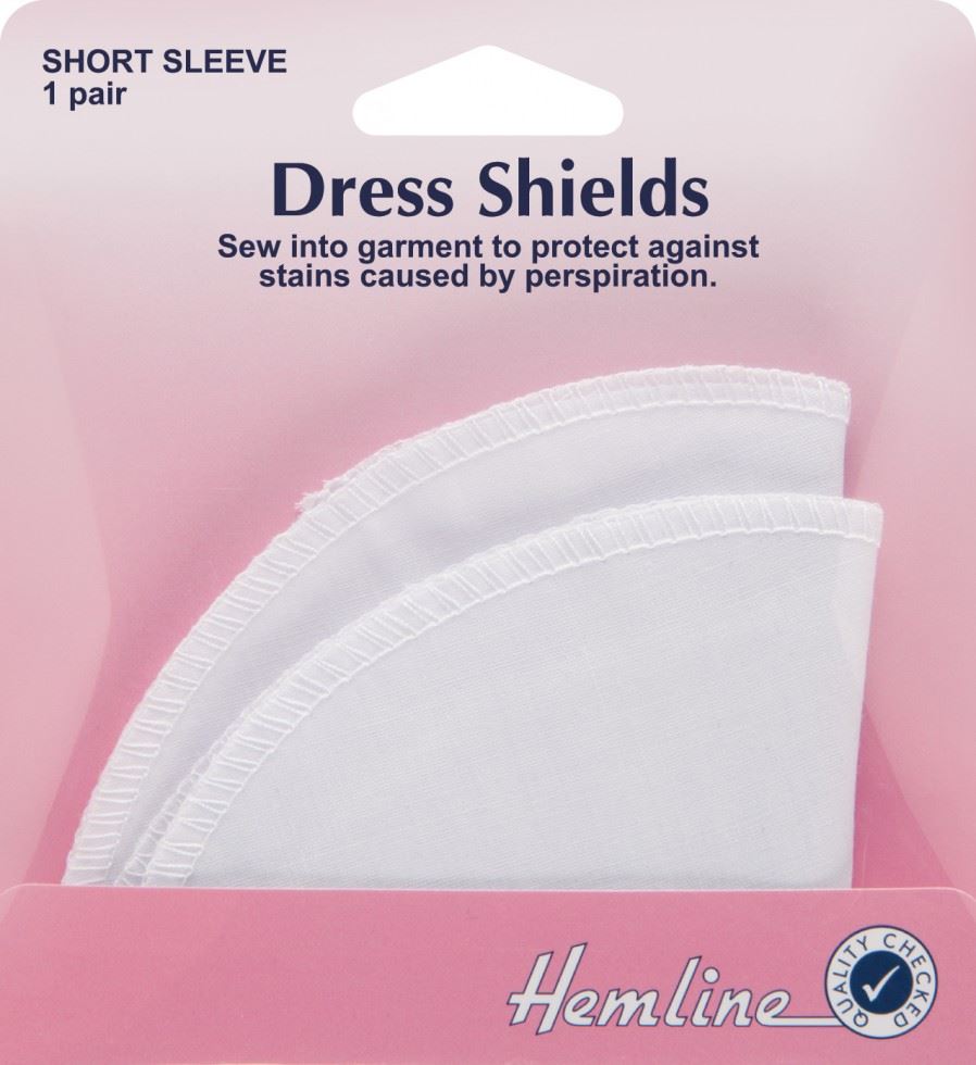 Minerva Short Sleeve Dress Shields White Cotton Hemline H874.4