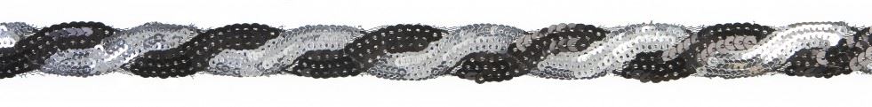 Simplicity Black & Silver Sequin Twist Trim