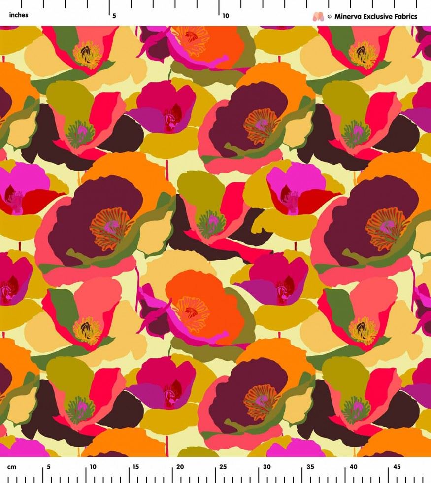 Minerva Exclusive Linen Fabric - POD - Positively Poppies - per metre - Picture 2 of 8