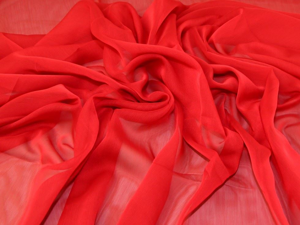 Minerva Core Range Scarlet Gemini Crinkle Sheer Chiffon Fabric