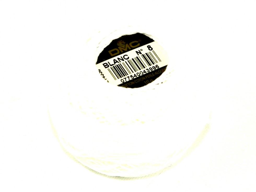 DMC Size 8 Cotton Perle Thread Blanc White
 