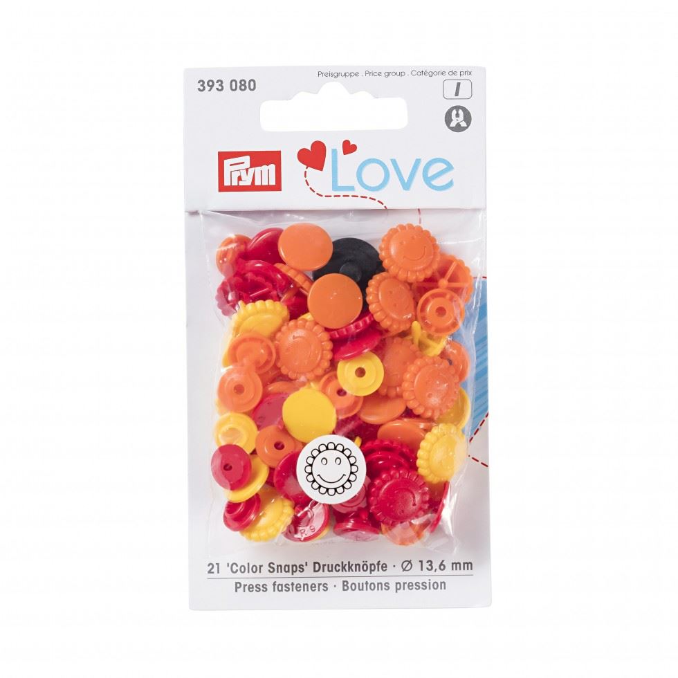 Prym Yellow Red Orange Love Flower Snaps Press Fasteners