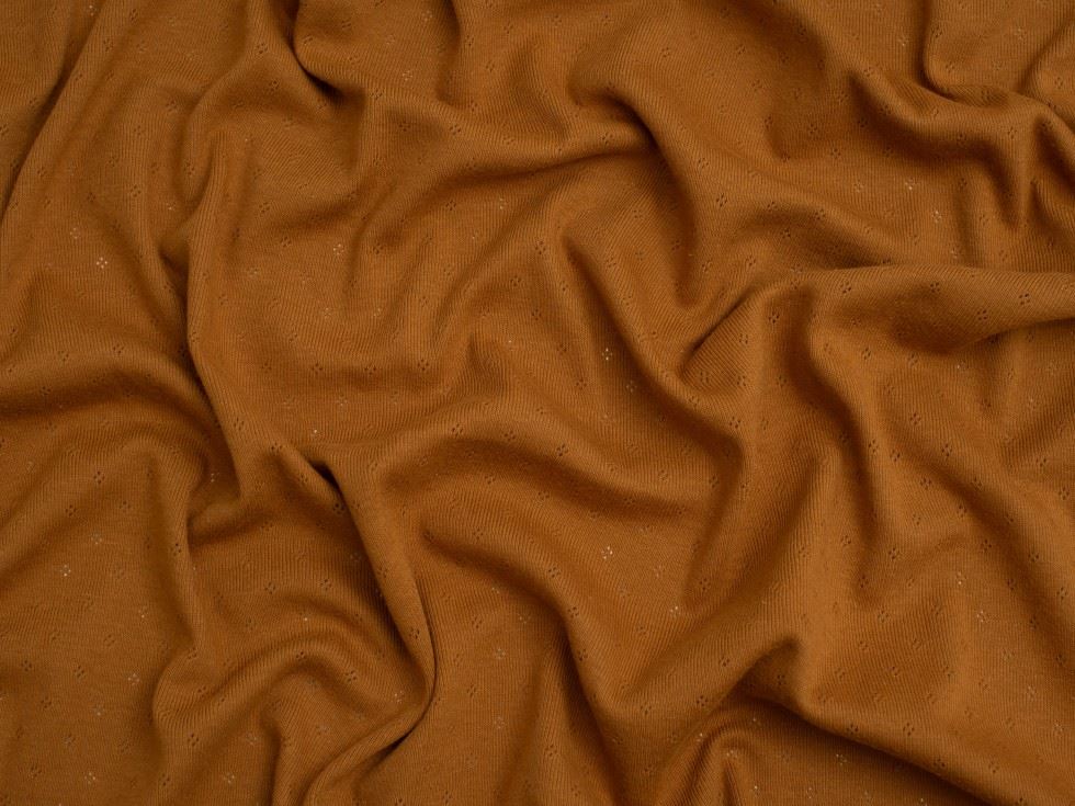Minerva Core Range Baby Soft Pointelle Jersey Stretch Knit Fabric Copper
 