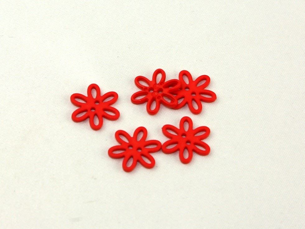 Dill Red Plastic Flower Buttons (Value Pack)