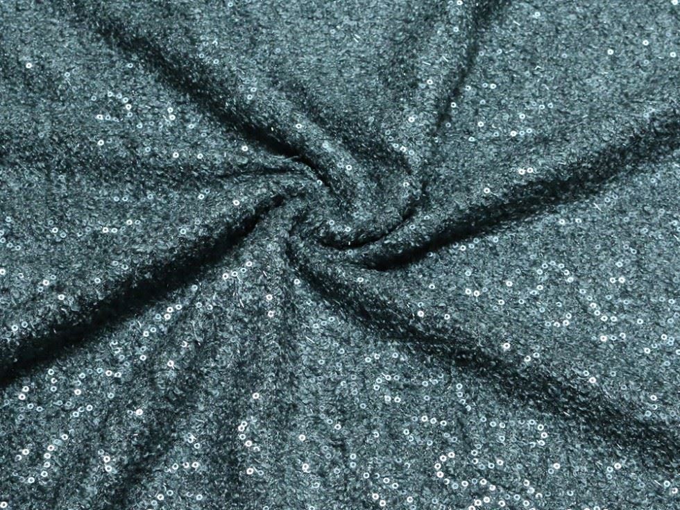 Teal Deadstock Sequin Tweed Coating Fabric