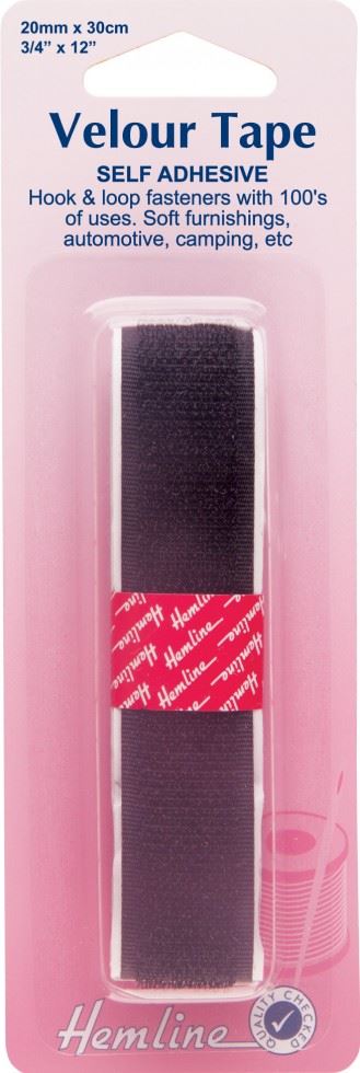 Hemline Black Stick On Velcro