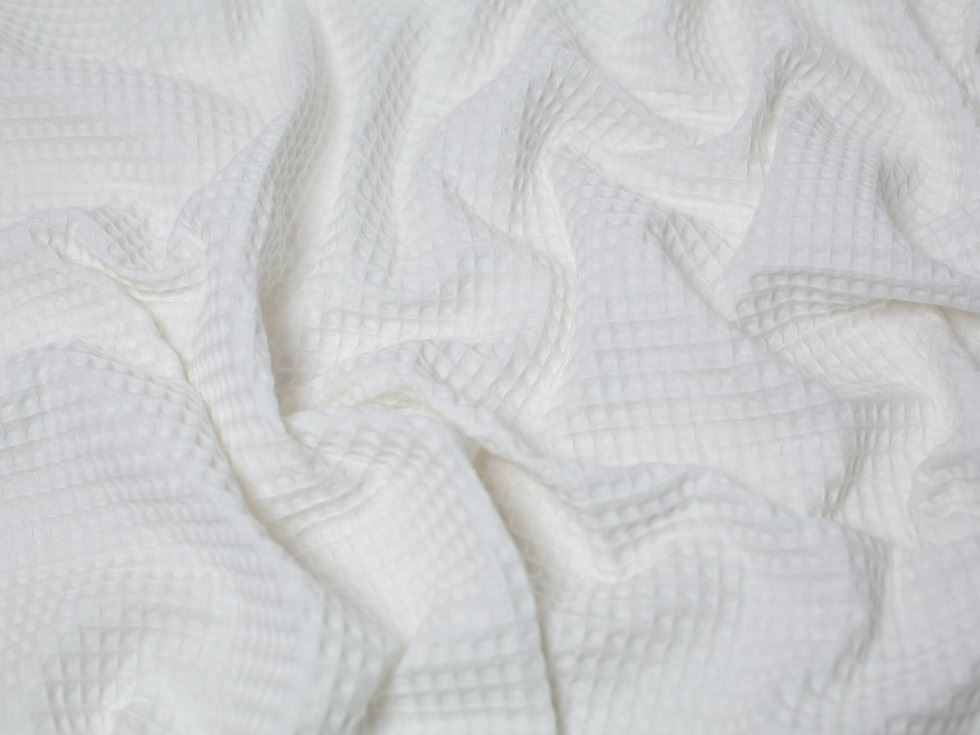 Minerva Core Range White Medium Cotton Waffle Fabric