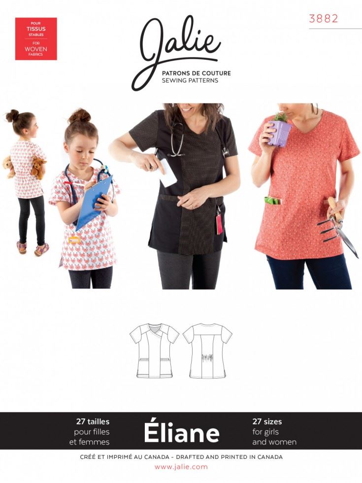 Jalie Sewing Pattern 3882 Eliane Scrub Top