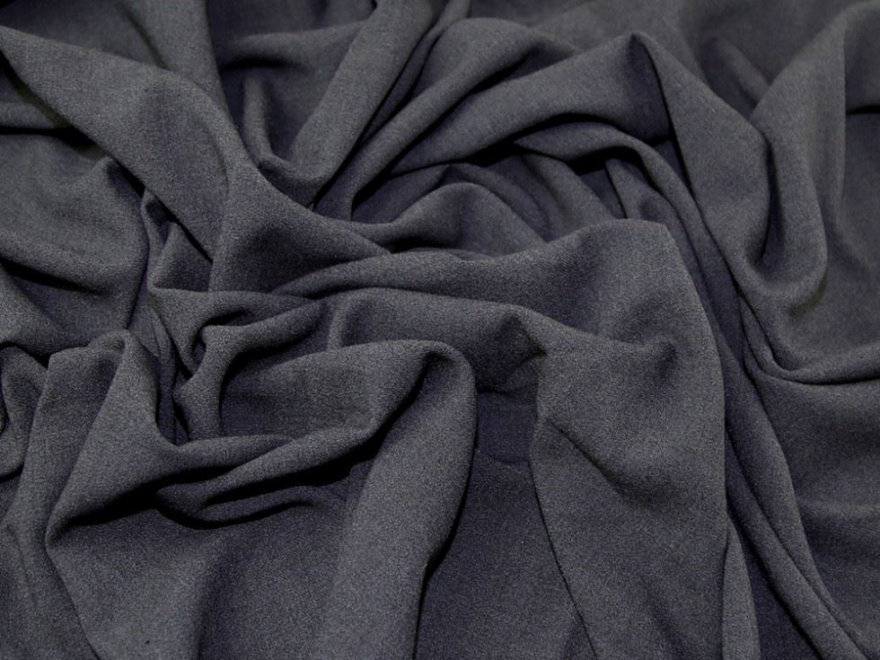 Charcoal Grey Deadstock Rio Stretch Woven Crepe Fabric