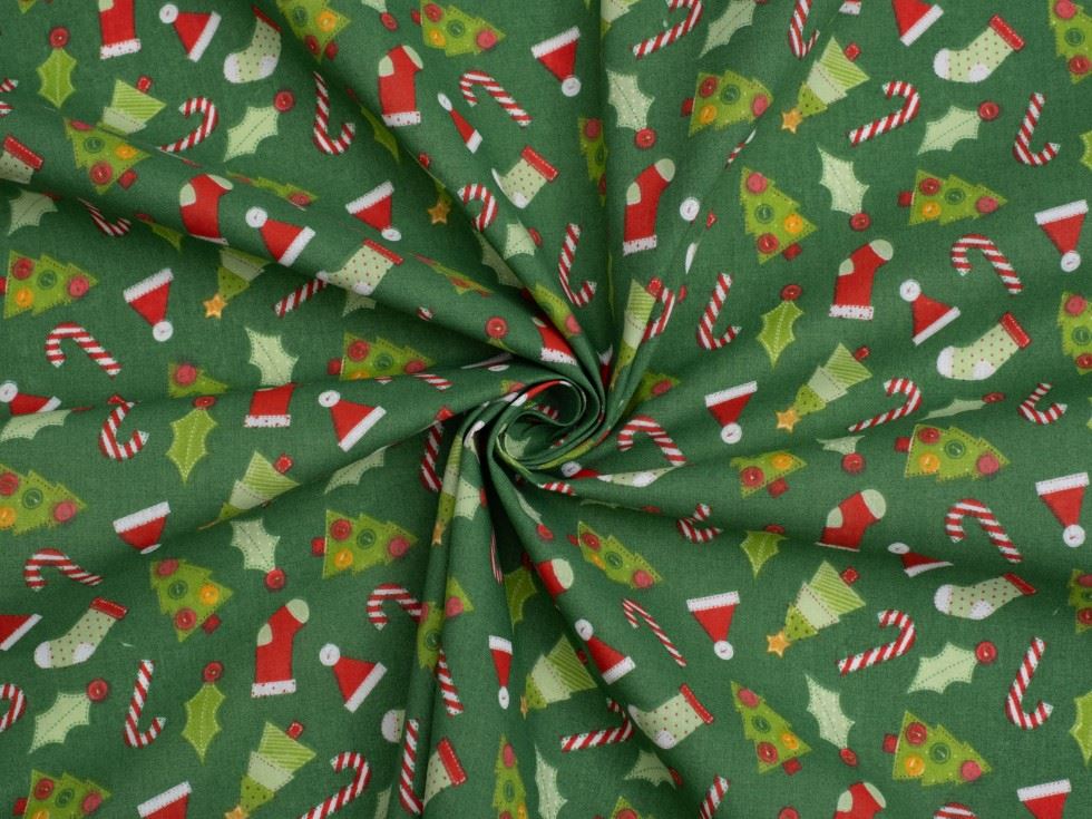 Green Printed Polycotton Fabric