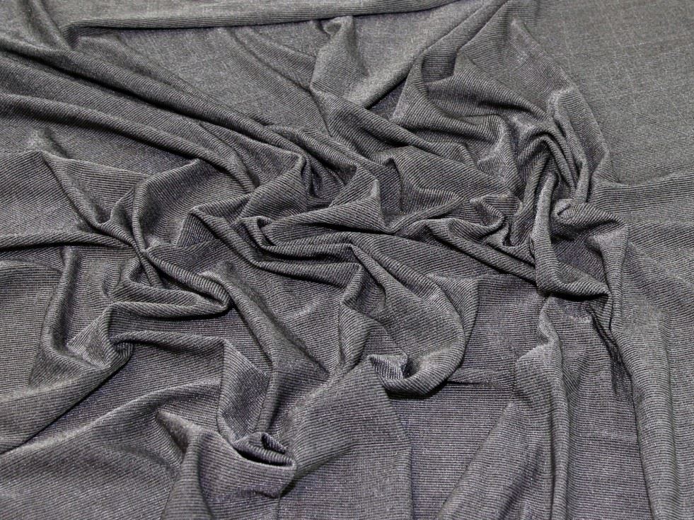 Silver Deadstock Lurex Rib Stretch Knit Fabric