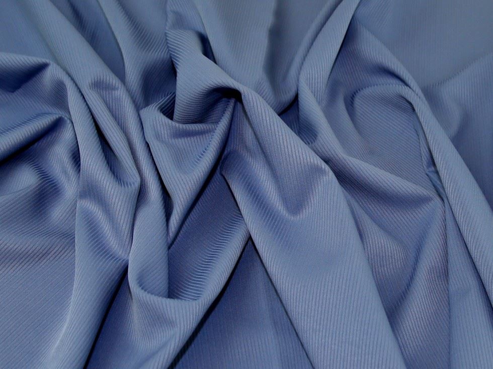 Blue Deadstock Textured Polyester Suiting Fabric