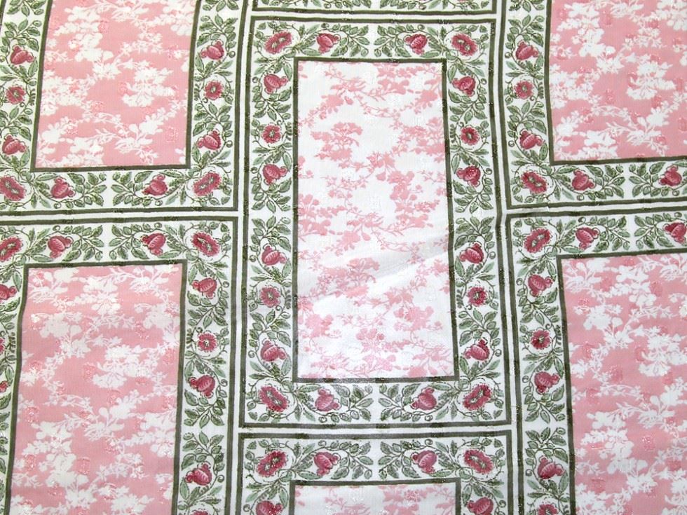 Pink & Green Deadstock Chiffon Dobby Fabric