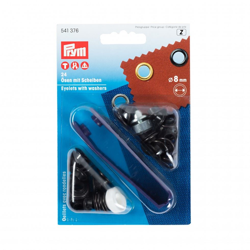 Prym Ösen mit Scheiben brüniert 8mm 24 Stück