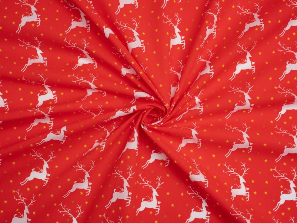 Red Printed Polycotton Fabric