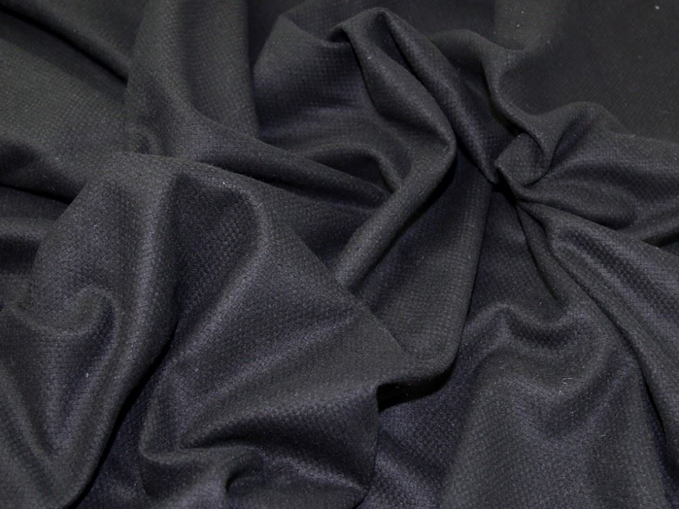 Black Deadstock Wool Blend Coating Fabric