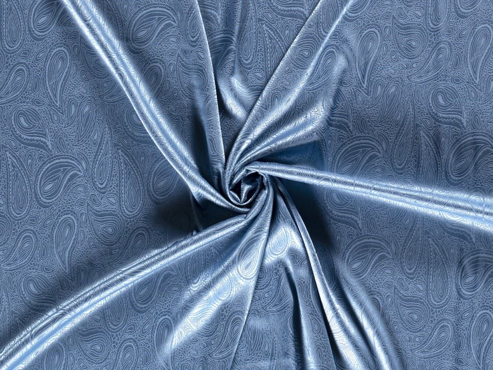 Stretch Woven Jacquard Satin Fabric Blue
