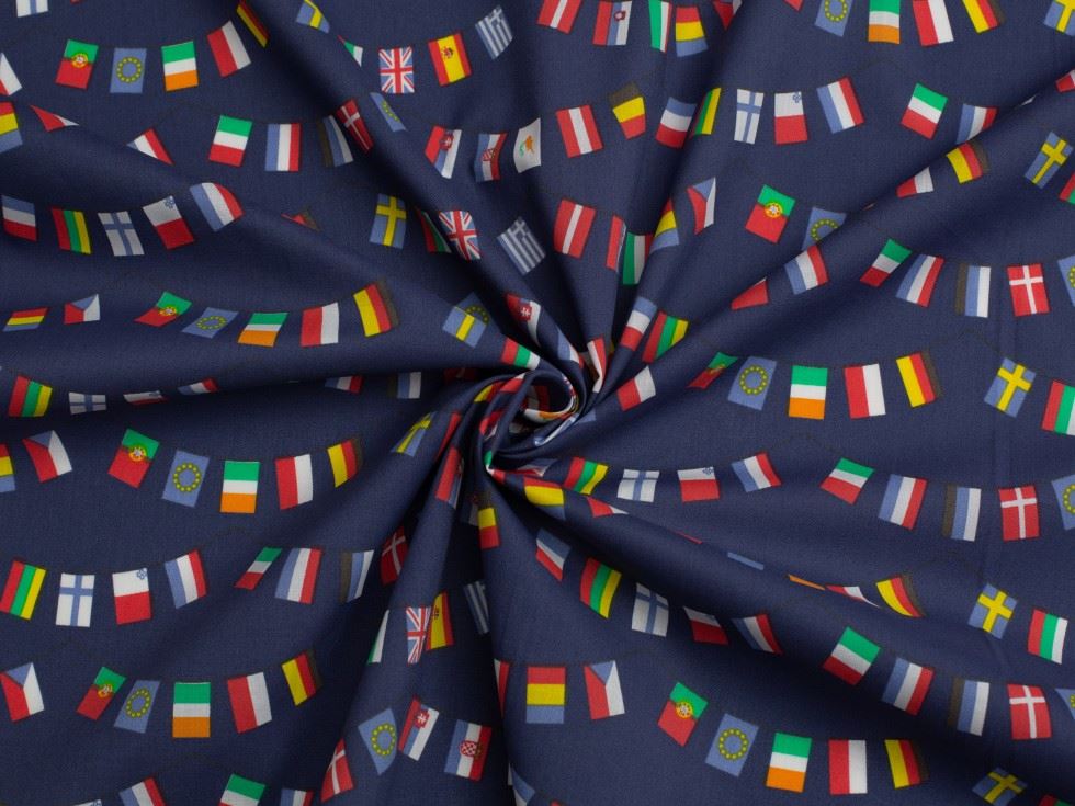 Printed Polycotton Fabric Navy
 