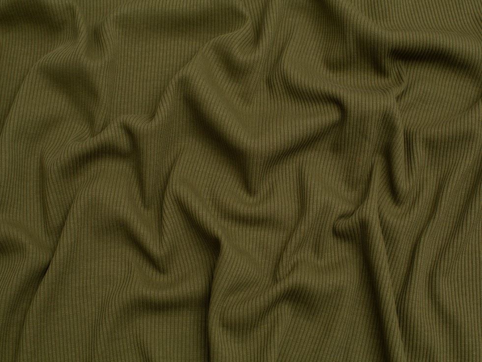 Minerva Core Range Cotton Rib Stretch Knit Fabric Olive Green
 