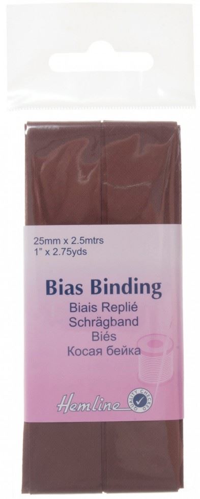Hemline Brown Polycotton Bias Binding Tape