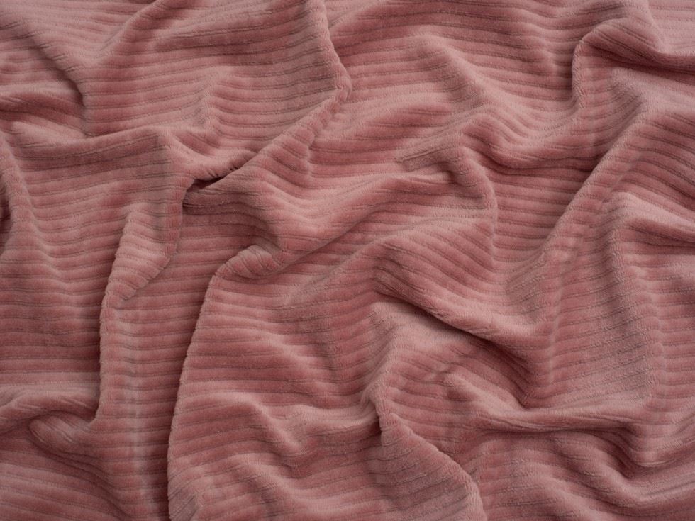 Minerva Core Range 4 Wale Velour Rib Stretch Knit Cord Fabric Lavender