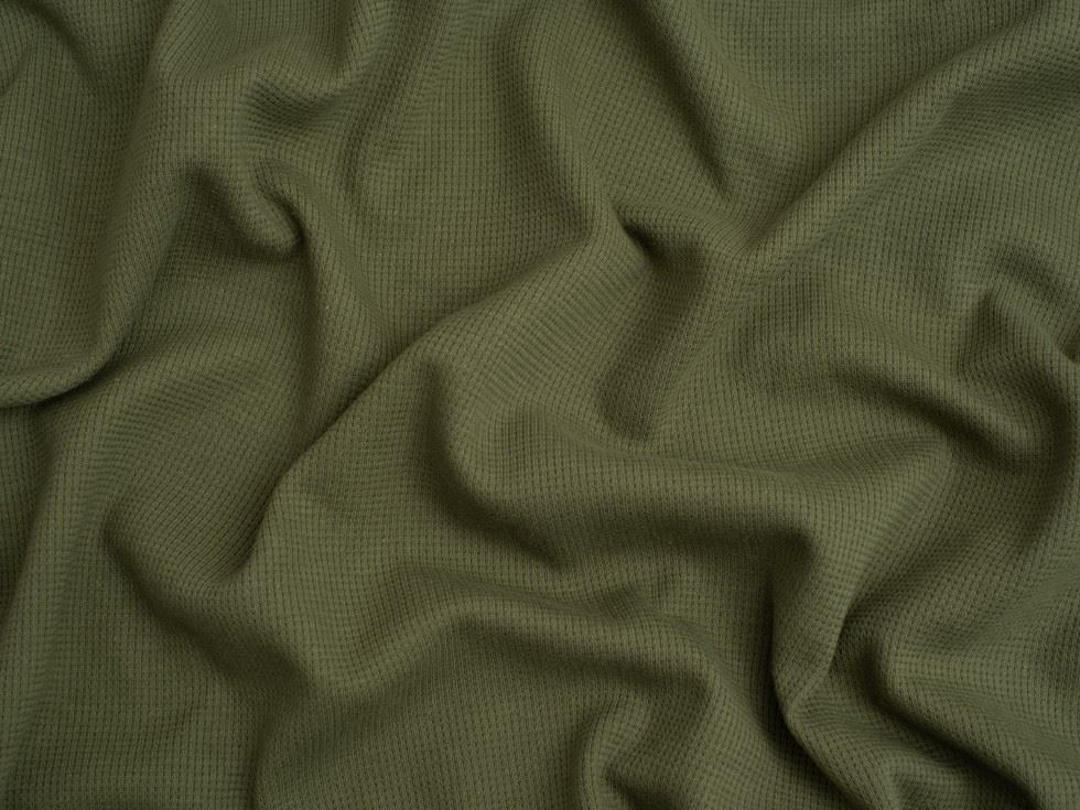 Minerva Core Range Mini Waffle Textured Stretch Knit Fabric Bottle Green