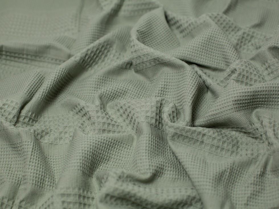 Textured Cotton Waffle Fabric Dark Mint