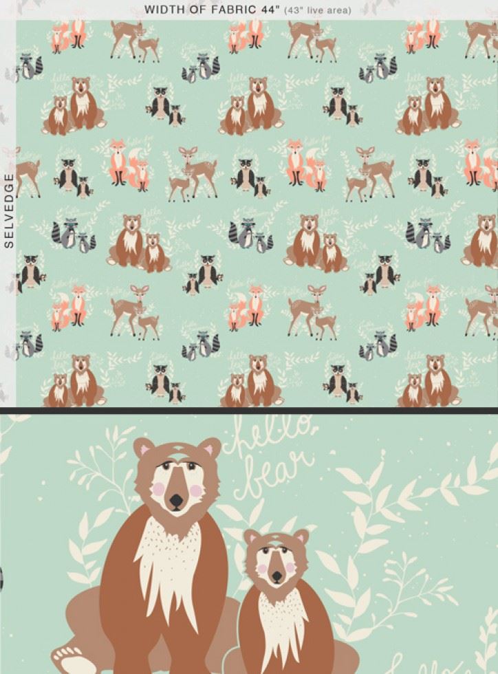 Art Gallery Fabrics Hello Bear 100% Cotton Poplin Fabric Oh Hello Meadow