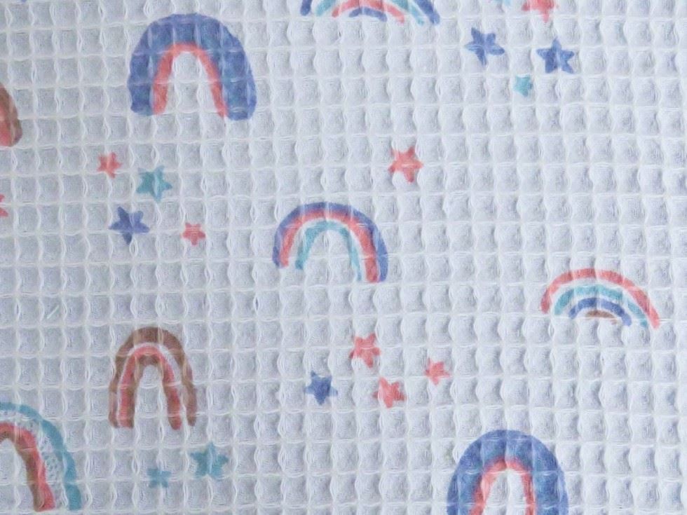 Textured Cotton Waffle Fabric Blue