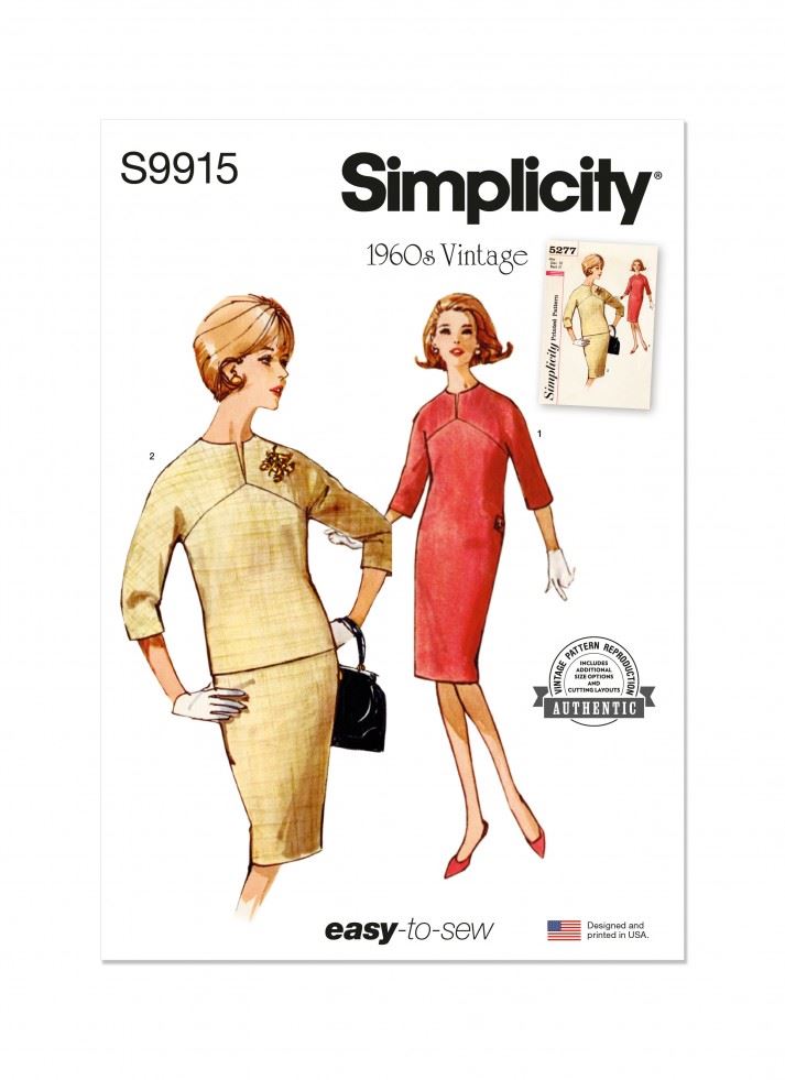 Simplicity Women's Sewing Pattern 9915, Dresses, Vintage Style For K5 (8-10-12-14-16) - Easy - Y5 (18-20-22-24-26) - Image 2