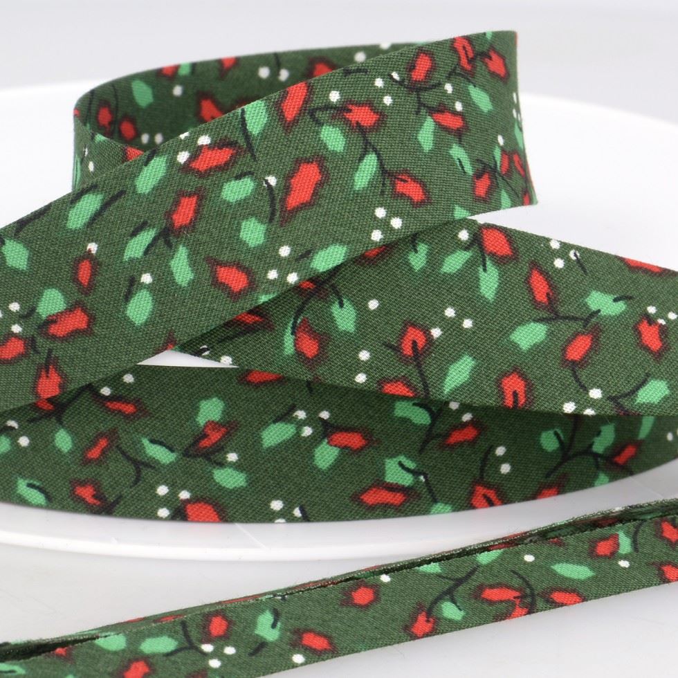 Stephanoise Holly Bias Binding Tape Green