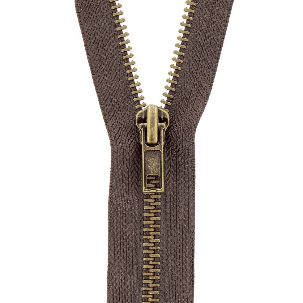 Milward Brass Metal Jacket Open End Zips Dark Brown
 