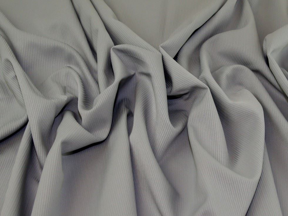 Silver Grey Deadstock Textured Polyester Suiting Fabric