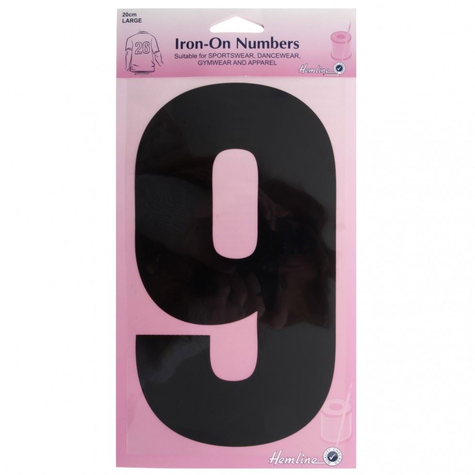 Hemline Black Number 9 Number Patch Motif