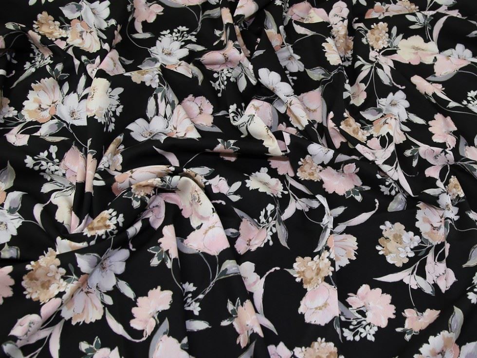 John Kaldor Black Hermione Crepe Fabric