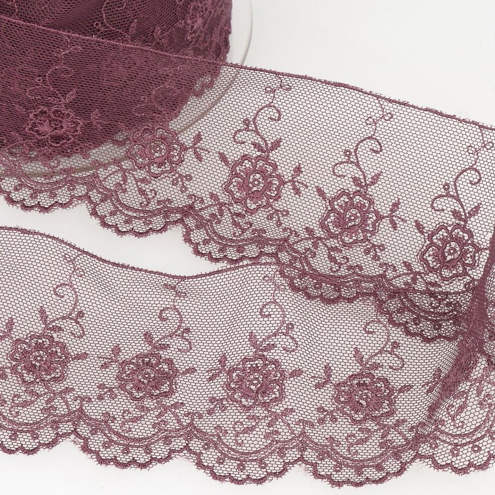 Stephanoise Valenciennes Lace Trim Prune