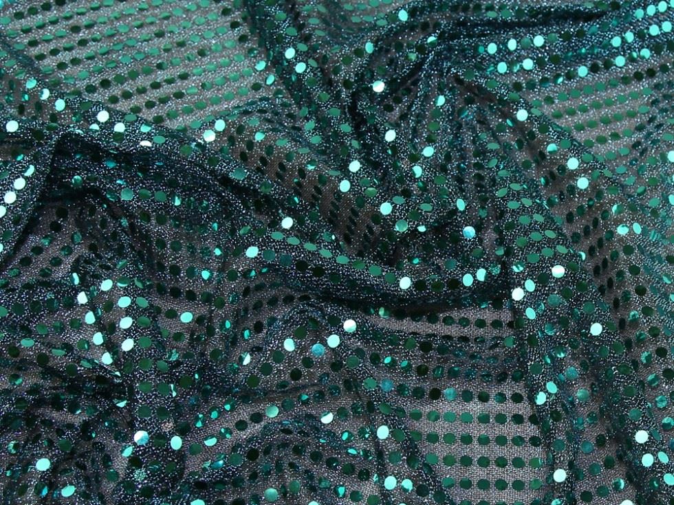 Teal On Turquoise Deadstock Sequin Stretch Knit Fabric