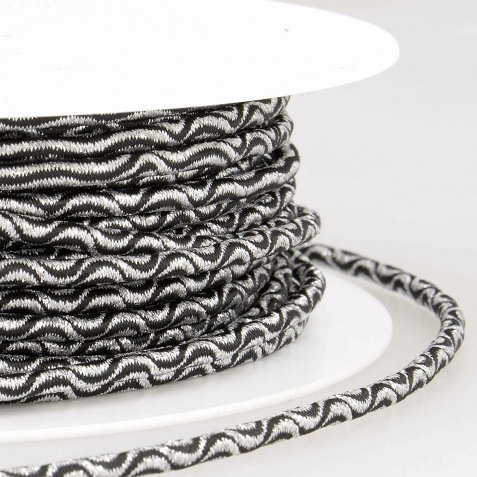 Stephanoise Wave Patterened Round Elastic Silver & Black