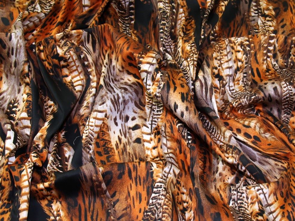 Brown Deadstock Woven Stretch Cotton Sateen Fabric