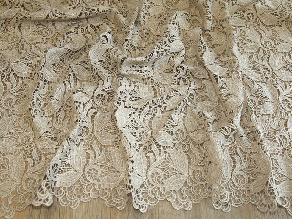 Gold Deadstock Heavy Guipure Lace Fabric