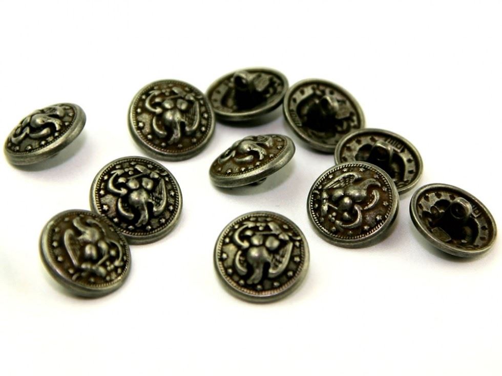 Dill Antique Silver Metal Eagle Buttons (Value Pack)