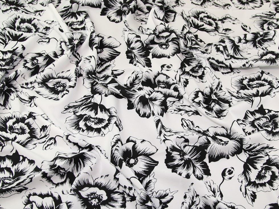 John Kaldor Black On White Hermione Crepe Fabric