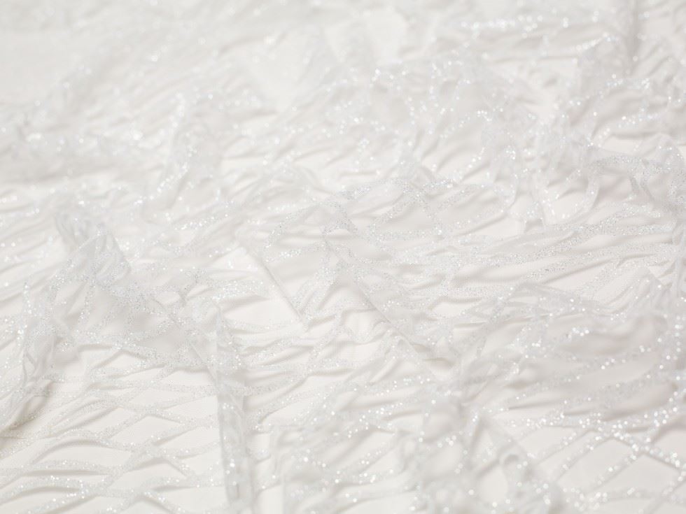 Minerva Core Range Porcelain Sparta Metallic Lace Fabric
