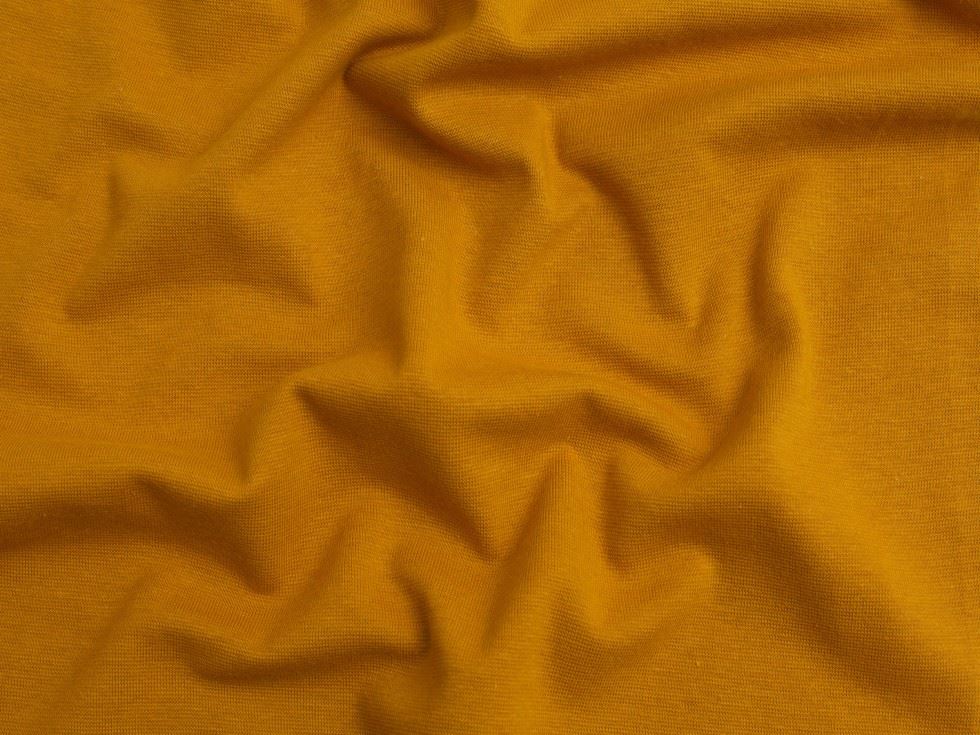 Minerva Core Range Ochre Organic Tubular Ribbing Stretch Knit Fabric